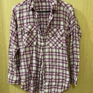 CAbi Purple and White Button Down Shirt